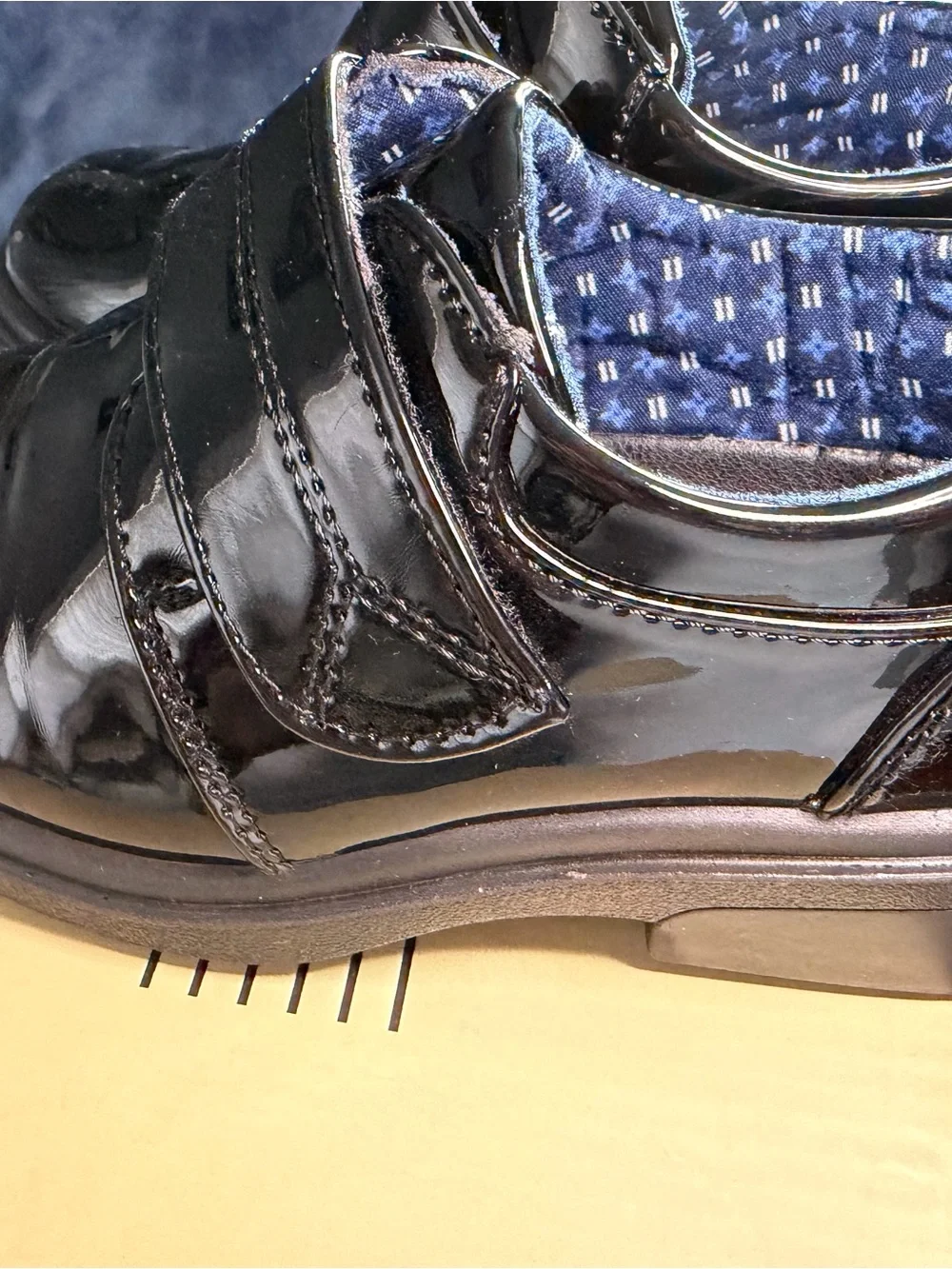 Amazon Kids Patent Leather Hook-and-Loop School Shoe - Black